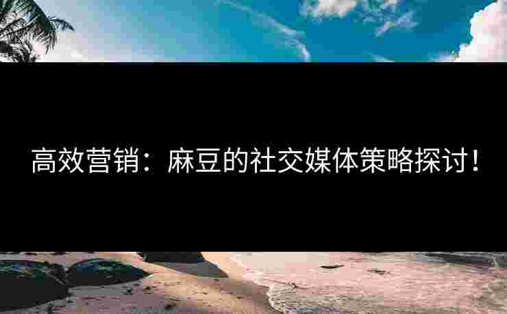 高效营销：麻豆的社交媒体策略探讨！