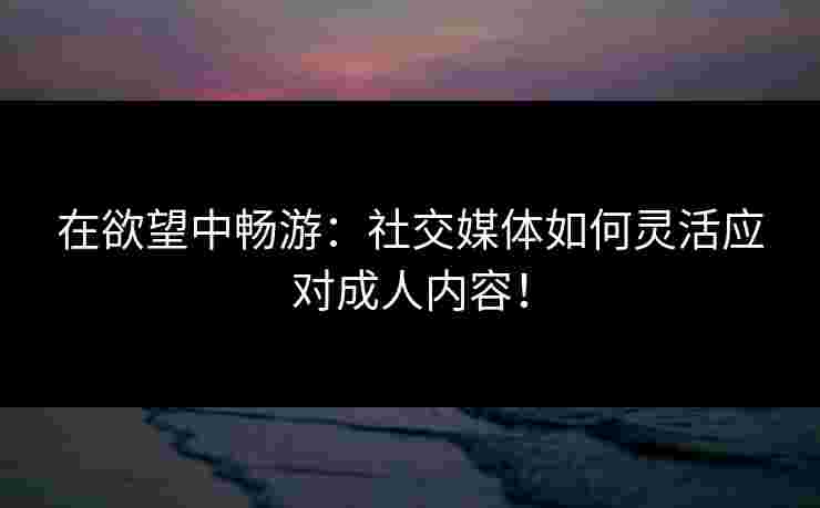在欲望中畅游：社交媒体如何灵活应对成人内容！